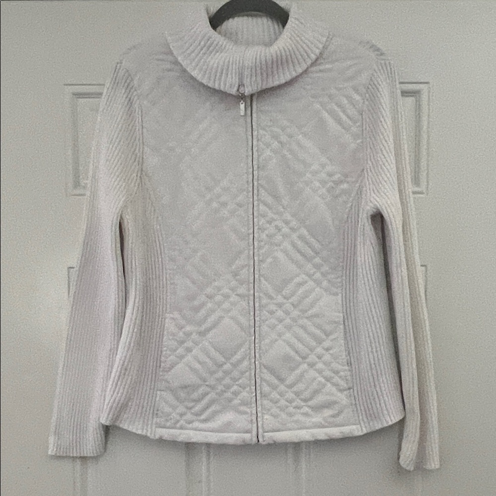 Croft & Barrow Women’s White Quilted Sweater Jacket Size: L